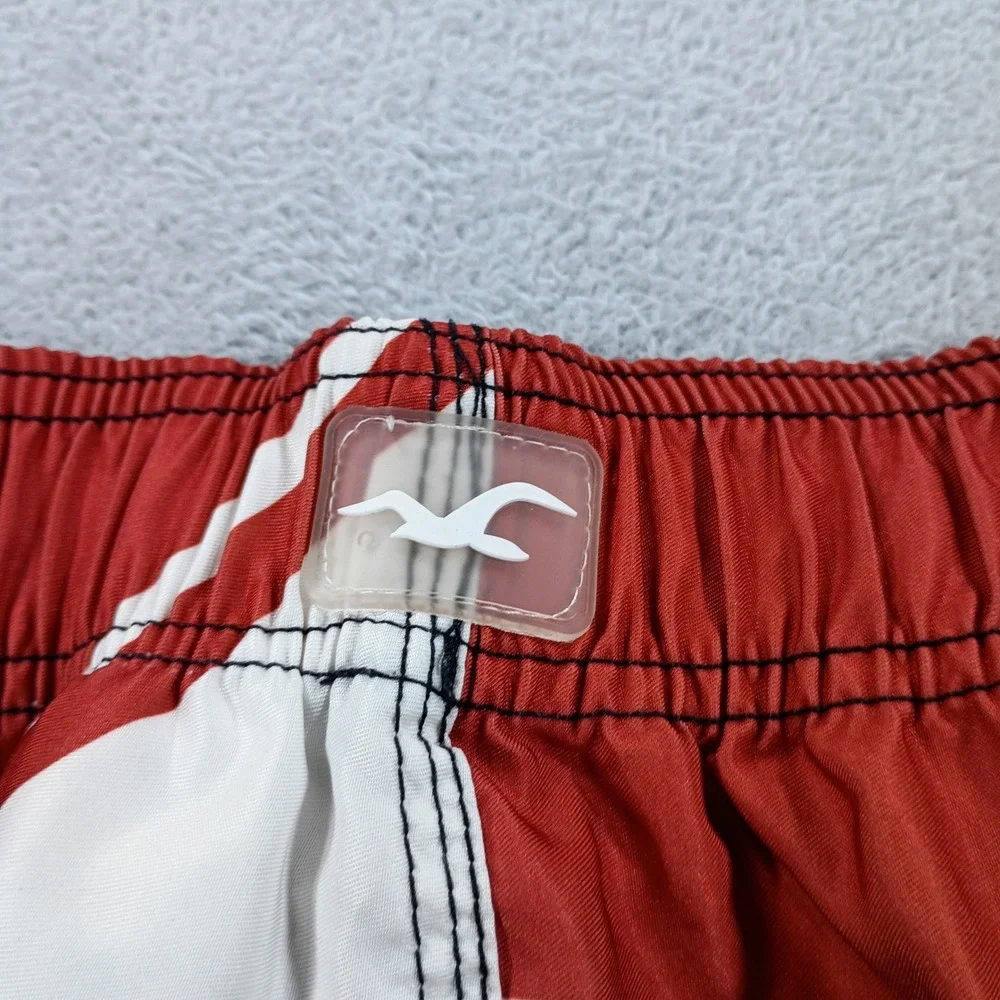 Hollister Mens Board Shorts Red Black Geometric Free Spirit Large Surf Trunks